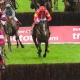 Galway 1-8-18 CLARCAM & Mark Enright (blue cap) Make all the running to win the Tote Galway Plate for trainer Gordon Elliott as the rest, including reserve Patricks Park (red and yellow), of the field chase him in Vain. Photo Healy Racing / Racingfotos.com