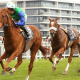 ISAAC SHELBY ridden by Sean Levey beating the riderless Chaldean in The Watership Down Stud Too Darn Hot Greenham Stakes (Group 3) at Newbury 22/4/2023 Photo Ian Headington / Racingfotos.com