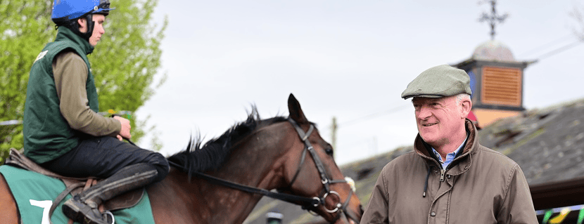 Willie Mullins Closutton Stables 17-April-2024. Trainer Wilie Mullins pictured ahead of morning exercise. Photo Healy Racing / Racingfotos.com