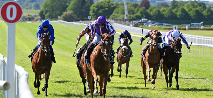 Curragh 24-May-2026 Tattersalls Irish 1000 Guineas (Group 1) Precise and Wayne Lordan win for trainer Aidan O'Brien from True Love and Abashiri. Healy Racing / racingfotos.com