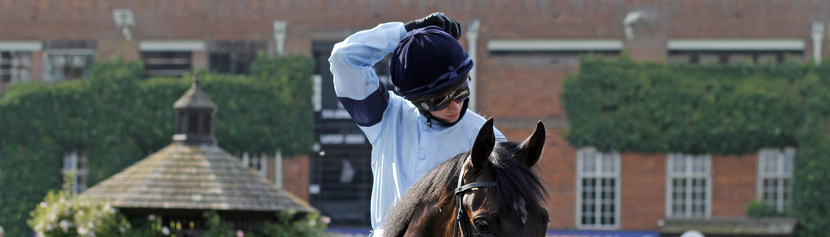 CAM HARDIE prepares to leave the paddock on the July Course at Newmarket 19 July 2014 - Pic Steven Cargill / Racingfotos.com